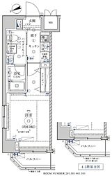 レアライズ葛西 5階1Kの間取り