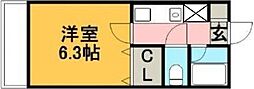 シティパレス福岡工大前 3階1Kの間取り