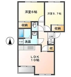 エスポアール 2LDKの間取図画像