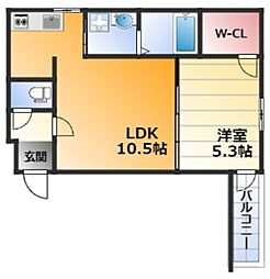 フジパレス東三国III番館 2階1LDKの間取り