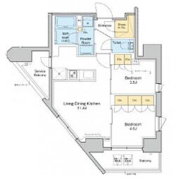 プラウドフラット渋谷笹塚 10階2LDKの間取り