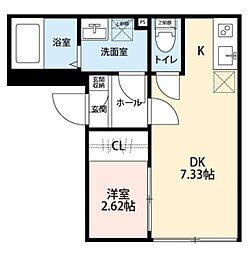 BIBLIO NIHONBASHI 4階1DKの間取り