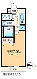 ヒルハイム綾瀬 1Kの間取図画像