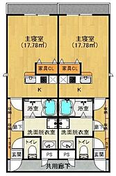 フォーシーズンズ ワンルームの間取図画像