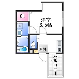 ALEGRIA津久野South 3階1Kの間取り