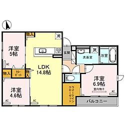 クラシスト新今里 1階3LDKの間取り