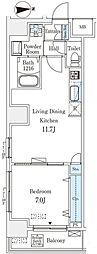 フトューロ東神田 1LDKの間取図画像