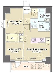 クリオラベルヴィ元浅草 8階2LDKの間取り