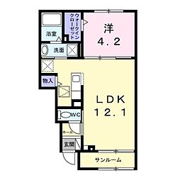 JR横浜線 古淵駅 徒歩26分の賃貸アパート 1階1LDKの間取り
