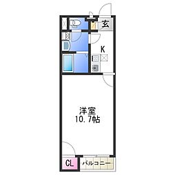 レオネクストアルヴィータ 1Kの間取図画像
