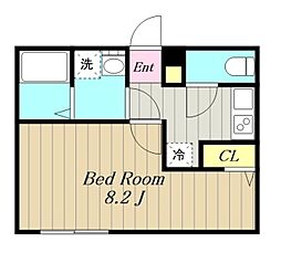 スノーフレークふちのべ 1階1Kの間取り