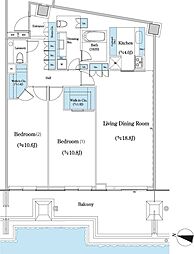二番町テラス 9階2LDKの間取り