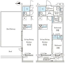 テラス杉並方南町 2LDKの間取図画像