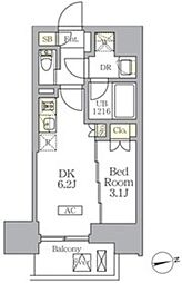ザ・ライオンズフォーシア文京湯島 1DKの間取図画像