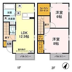 JR青梅線 日向和田駅 徒歩9分の賃貸アパート 1階2LDKの間取り