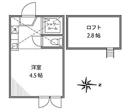 フェリスクラウン 2階ワンルームの間取り