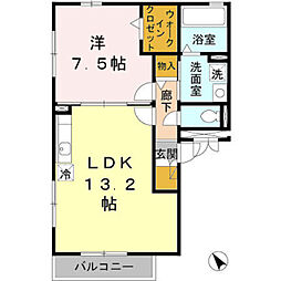 カーサ海岸通り 1LDKの間取図画像