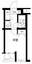 クレッセント小石川植物園 2階1Kの間取り