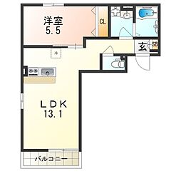 阪急宝塚本線 池田駅 徒歩6分の賃貸アパート 2階1LDKの間取り