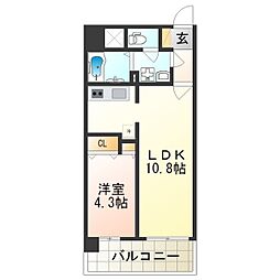 アール・オーハイム松崎町 3階1LDKの間取り