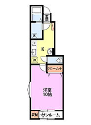 JR越後線 寺尾駅 徒歩3分の賃貸アパート 1階1Kの間取り