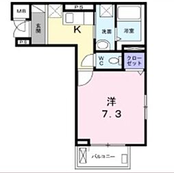 クレスト大島 3階1Kの間取り