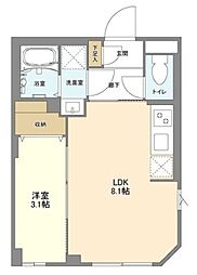 ウェルスクエア馬込II 4階1LDKの間取り