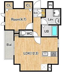 ジーグランデ森下 7階1LDKの間取り