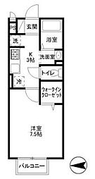 メイプルヒル 2階1Kの間取り