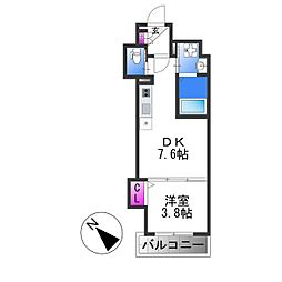 GRAND SUN 1階1DKの間取り