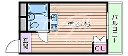 Osaka Metro御堂筋線 江坂駅 徒歩4分の賃貸マンション 4階ワンルームの間取り