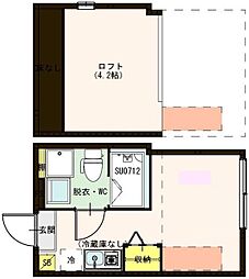 京成本線 京成小岩駅 徒歩10分の賃貸アパート 1階ワンルームの間取り