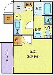 クレヴィスタ新小岩 2階1Kの間取り