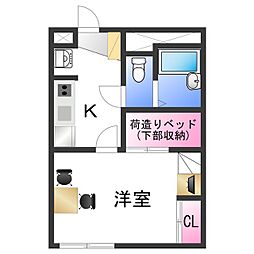 JR和歌山線 岩出駅 徒歩29分の賃貸アパート 2階1Kの間取り