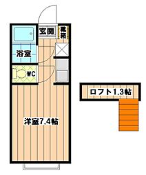センターホース和白丘 2階ワンルームの間取り