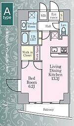 グランシエル川口 9階1LDKの間取り