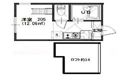 プライムテラス大和B ワンルームの間取図画像