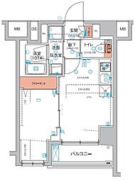 ハーモニーレジデンス東京羽田スカイブリッジ 1DKの間取図画像