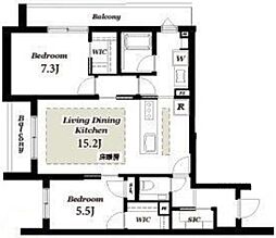 グランフォルトゥーナ久我山 2階2LDKの間取り