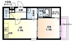 フジパレス稲田本町 1階1LDKの間取り