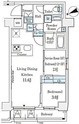 アジールコート山手動坂 2LDKの間取図画像