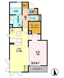 グリーンテリアGI 1階1LDKの間取り