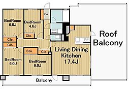 レクセルマンション淵野辺第2 6階4LDKの間取り