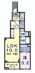 JR青梅線 河辺駅 徒歩8分の賃貸アパート 1階1LDKの間取り