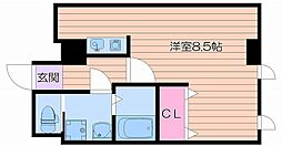 クリスタルビル 1Kの間取図画像
