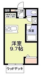 ボナチッタ3号棟 1階ワンルームの間取り