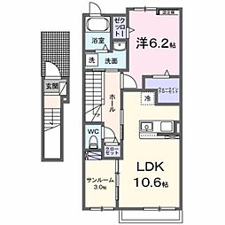 サウスフィオーレ美咲 1LDKの間取図画像