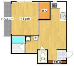 大産桜坂マンション 1DKの間取図画像