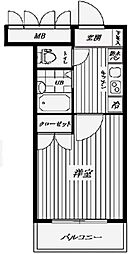 ソアブール西早稲田 4階1Kの間取り