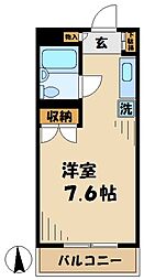 リュミエ堀之内 4階ワンルームの間取り